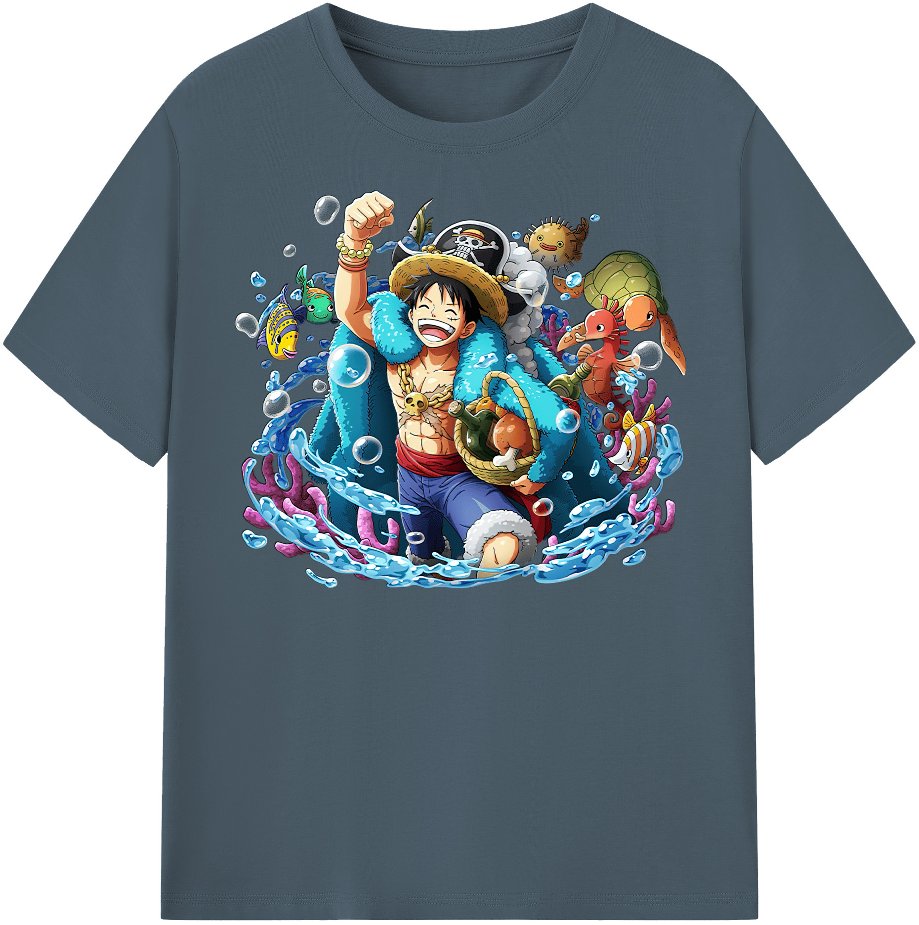 ワンピース モンキー・D・ルフィ ONE PIECE Monkey D. Luffy 綿100％半袖Tシャツ（フロントプリント）
